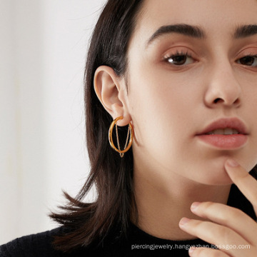Chinese Most Popular Geometric Hoop Ladies Earring Large Stainless Steel Custom Drops Earrings For Women 2021